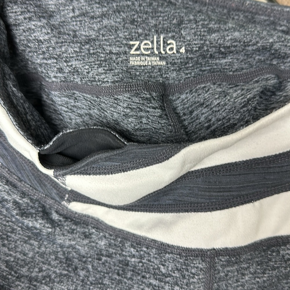Zella Crossover-Waist Dark Heather Grey and White Yoga Pants Size 4
